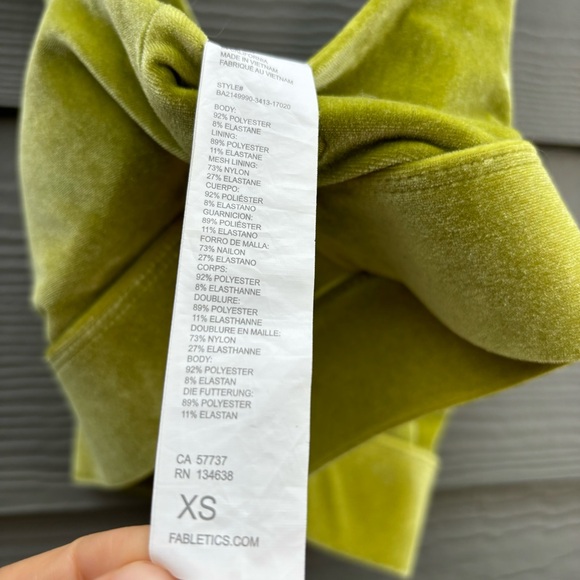 Green Velvet Fabletics Sports Bra - Picture 2 of 4